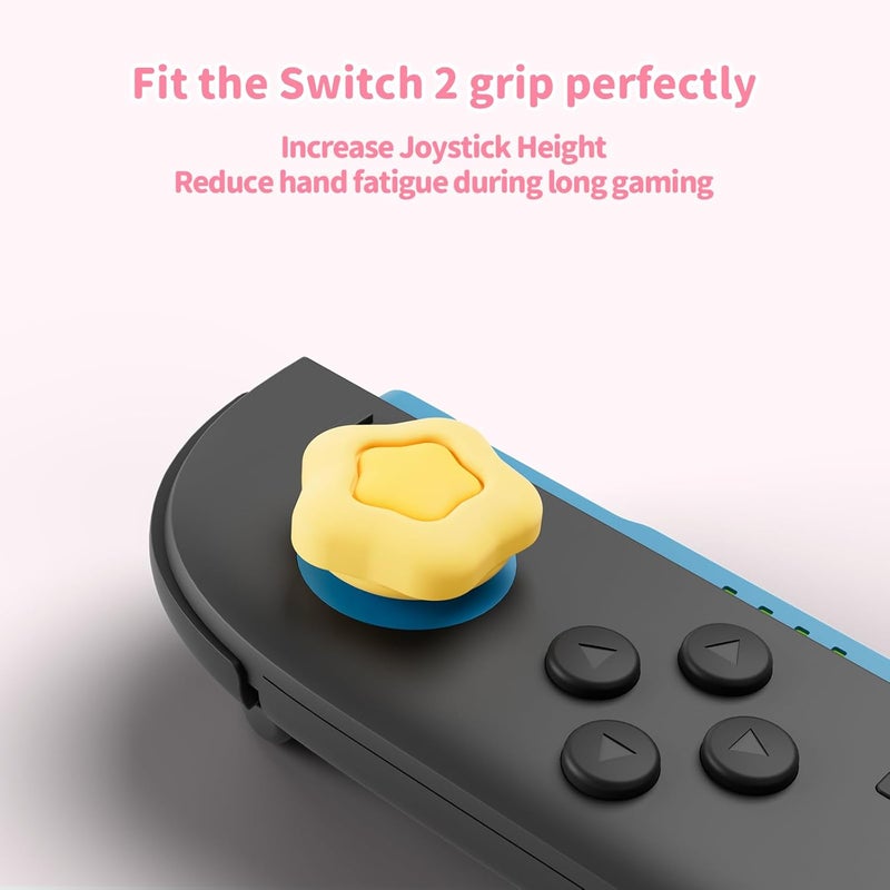 GEEKSHARE 4pcs Thumb Grip Caps Compatible with Switch 2, Anti-Slip Silicone Thumb Grip Caps for Switch 2025（Cream Heart） - Image 4